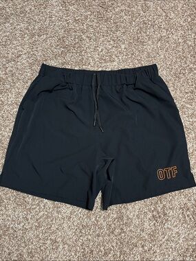 Orangetheory Black Athletic Shorts with Orange OTF Logo